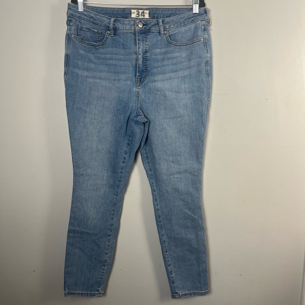 We The Free People Womens Blue Curvy High Rise Super Skinny Denim Jeans Size 34